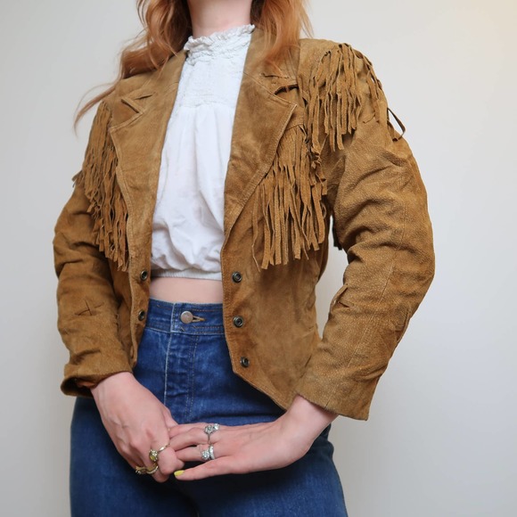 Wilsons Leather Jackets & Blazers - Wilsons Leather Tan Suede Fringe Jacket